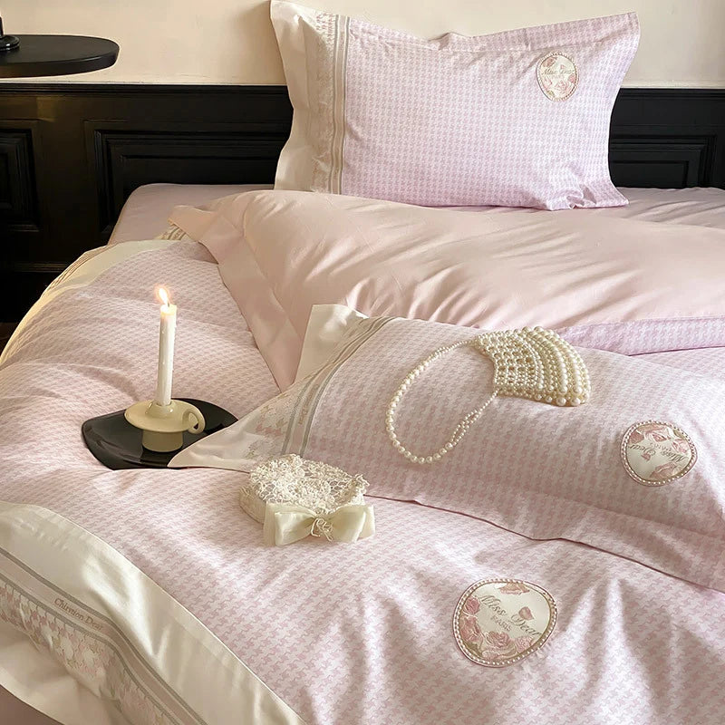 Bedding Set Cotton Satin Embroidered Medallion