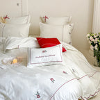 Bedding Set Cotton Satin Fine Embroidery 4-Piece