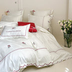 Bedding Set Cotton Satin Fine Embroidery 4-Piece