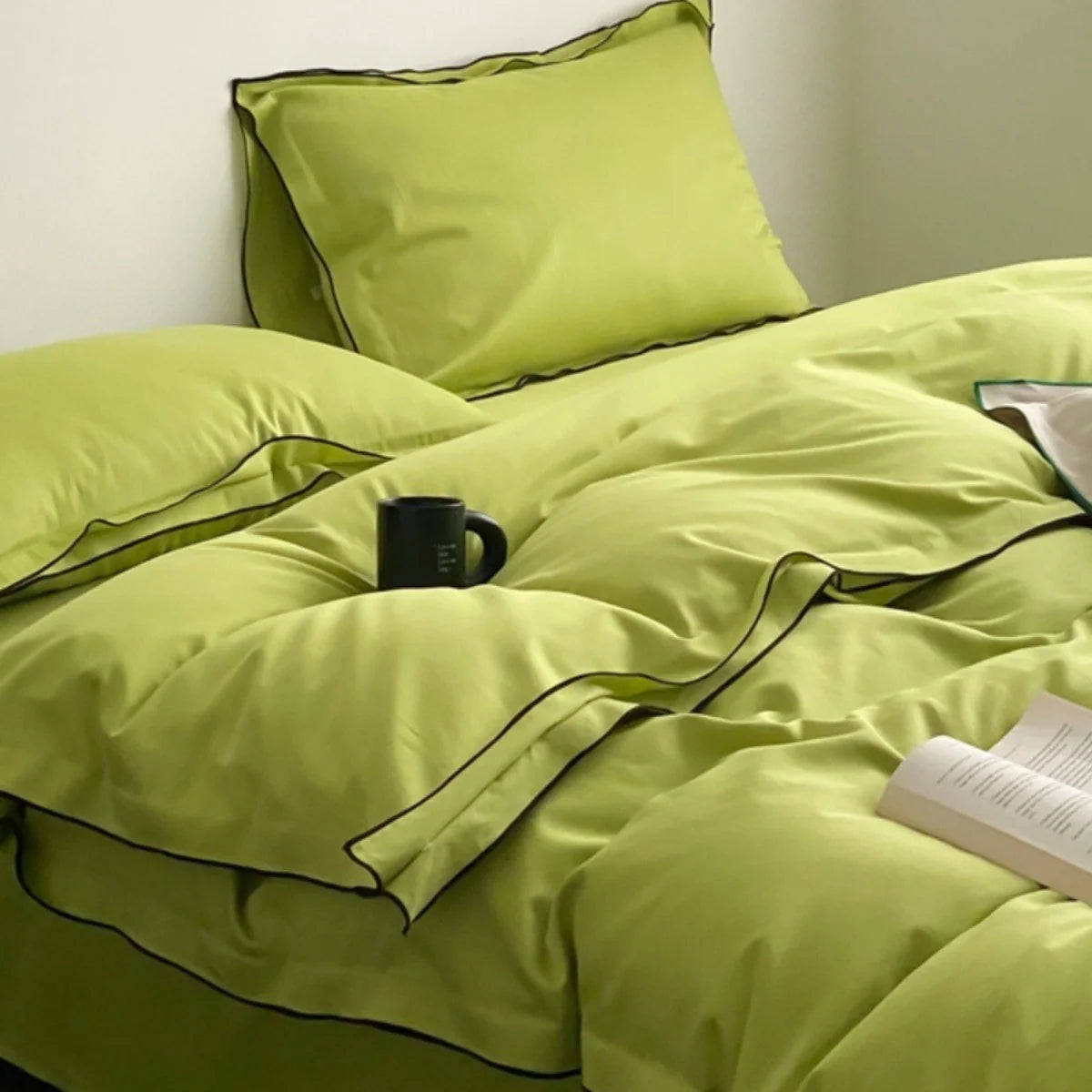 Bedding Set Cotton Satin Fine Piped Edges 4-Piece
