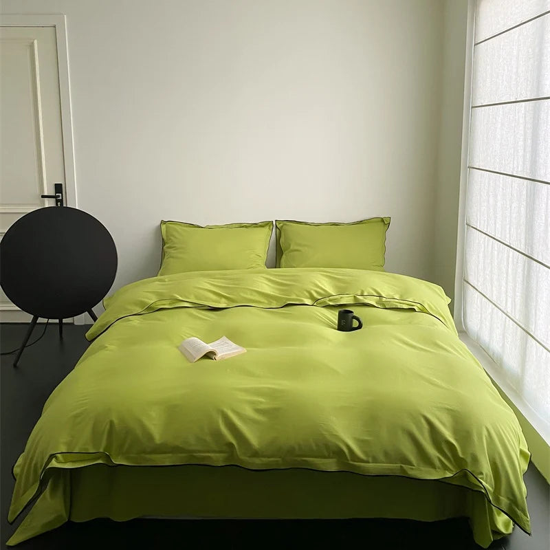 Bedding Set Cotton Satin Fine Piped Edges 4-Piece