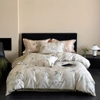 Bedding Set Cotton Satin Floral Concealed Zipper