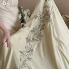 Bedding Set Cotton Satin Floral Embroidered 4-Piece