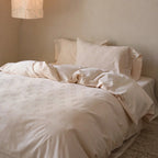 Bedding Set Cotton Satin Floral Jacquard 4-Piece Embroidered Edges