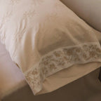 Bedding Set Cotton Satin Floral Jacquard 4-Piece Embroidered Edges