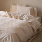 Bedding Set Cotton Satin Floral Jacquard 4-Piece Embroidered Edges