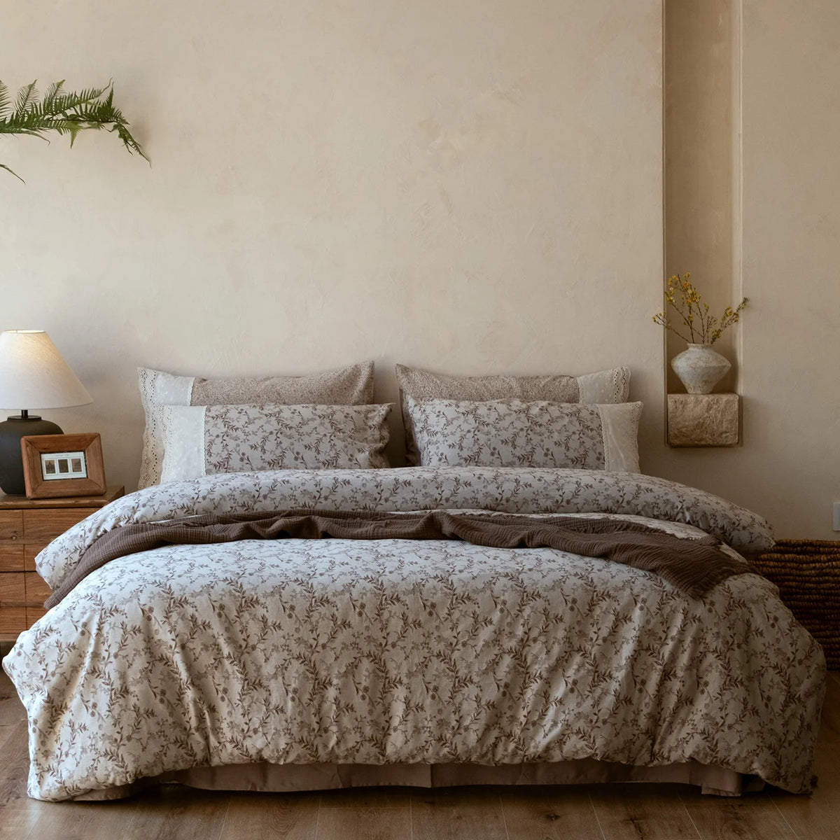 Bedding Set Cotton Satin Floral Jacquard Reversible