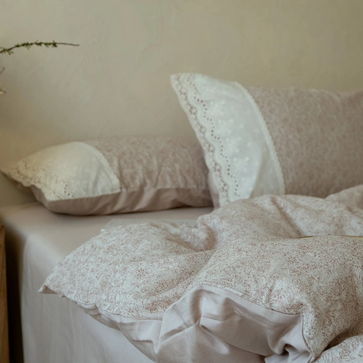 Bedding Set Cotton Satin Floral Jacquard Reversible