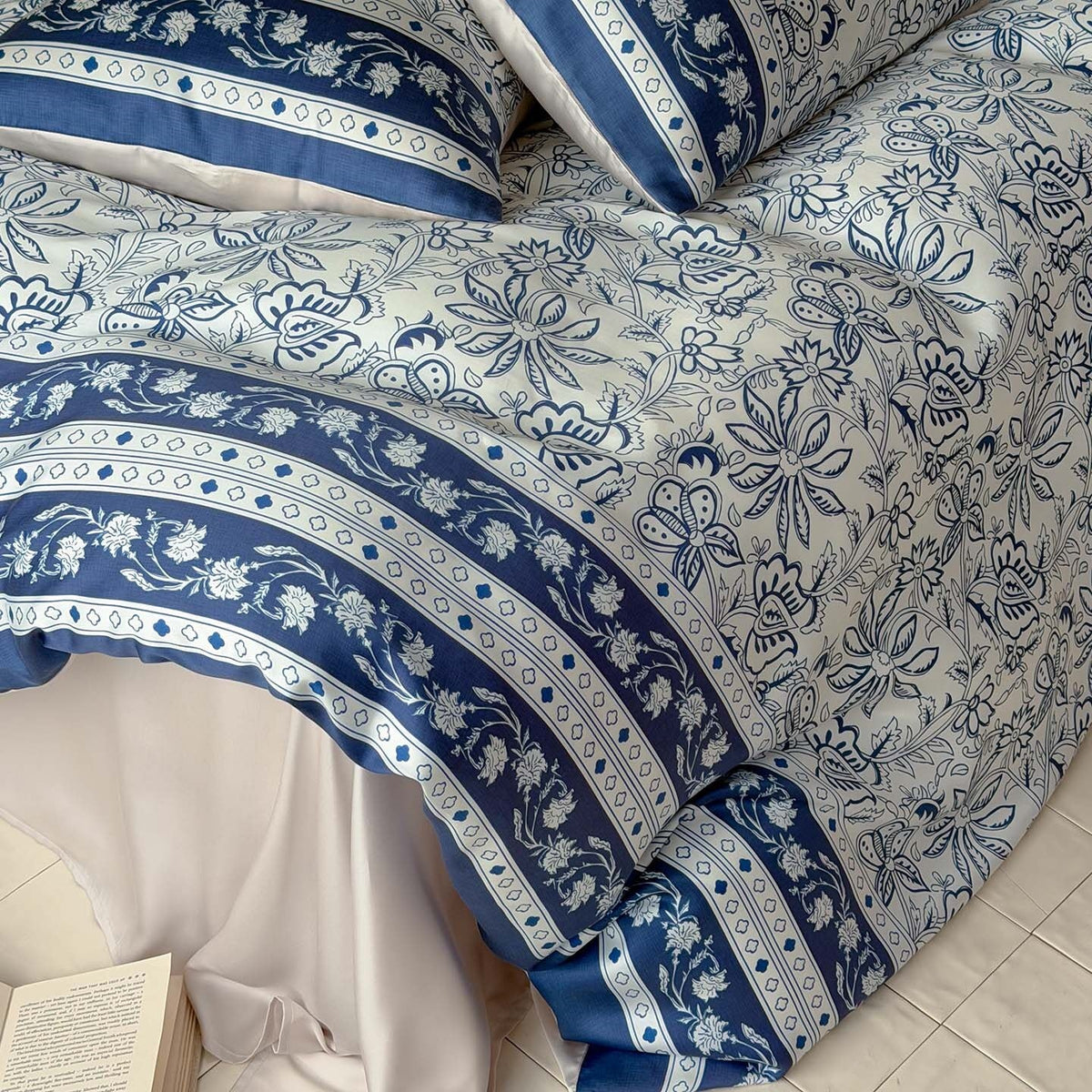 Bedding Set Cotton Satin Floral Watercolor 4-Piece