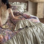Bedding Set Cotton Satin Floral Watercolor 4-Piece
