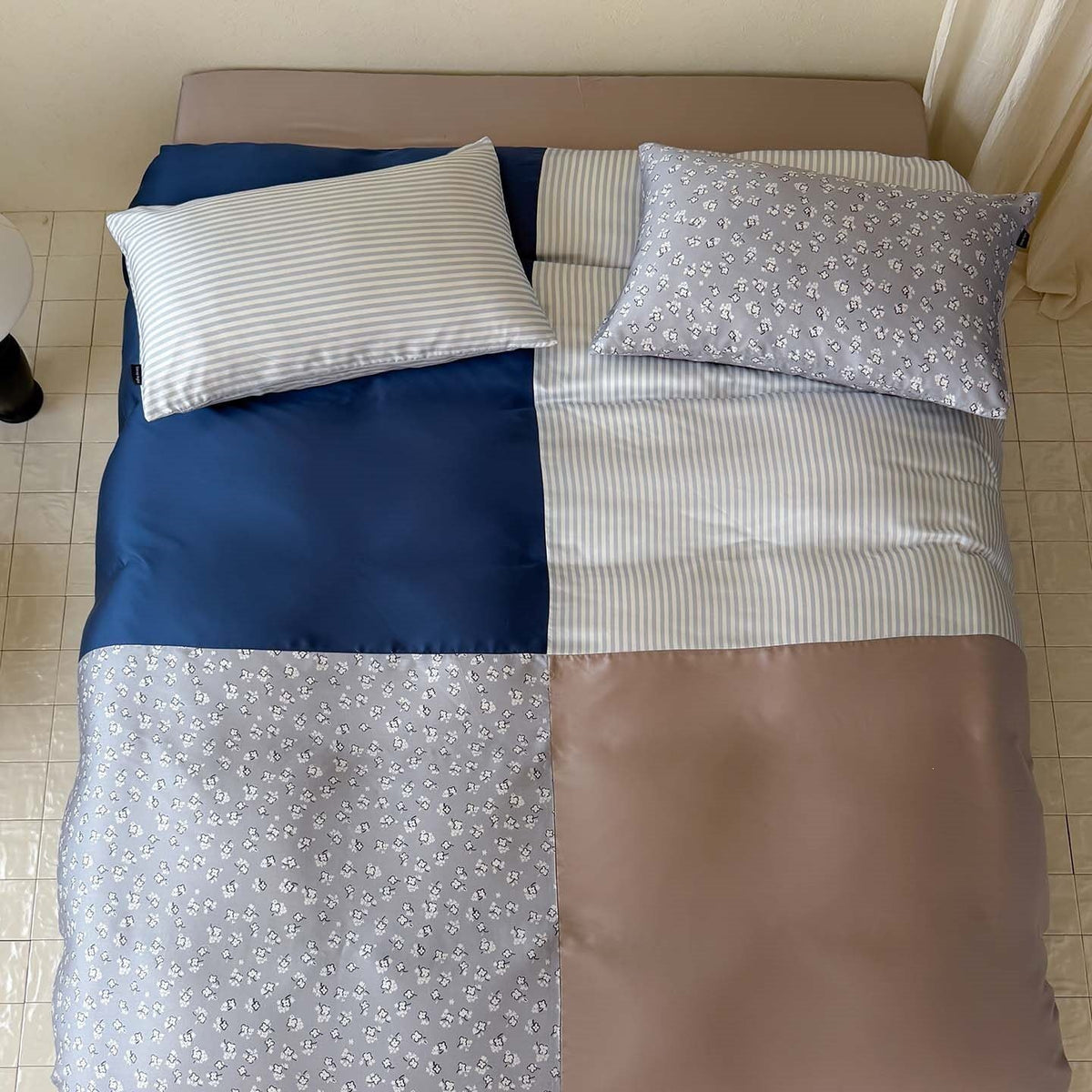 Bedding Set Cotton Satin Floral Watercolor 4-Piece