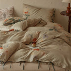 Bedding Set Cotton Satin Hotel Closure & Duvet Ties