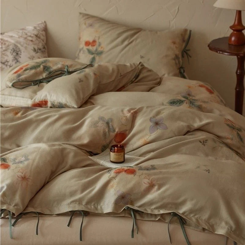 Bedding Set Cotton Satin Hotel Closure & Duvet Ties