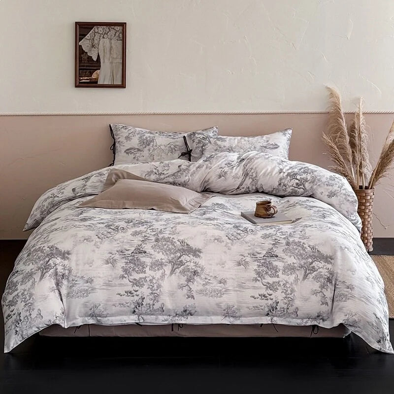 Bedding Set Cotton Satin Hotel Closure & Duvet Ties