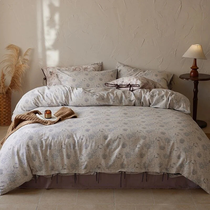 Bedding Set Cotton Satin Hotel Closure & Duvet Ties