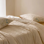 Bedding Set Cotton Satin Jacquard Comforter & Embroidered Pillowcases