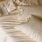 Bedding Set Cotton Satin Jacquard Comforter & Embroidered Pillowcases