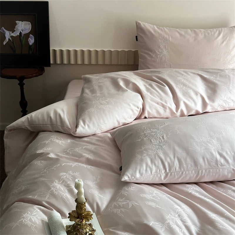 Bedding Set Cotton Satin Jacquard Floral 4-Piece