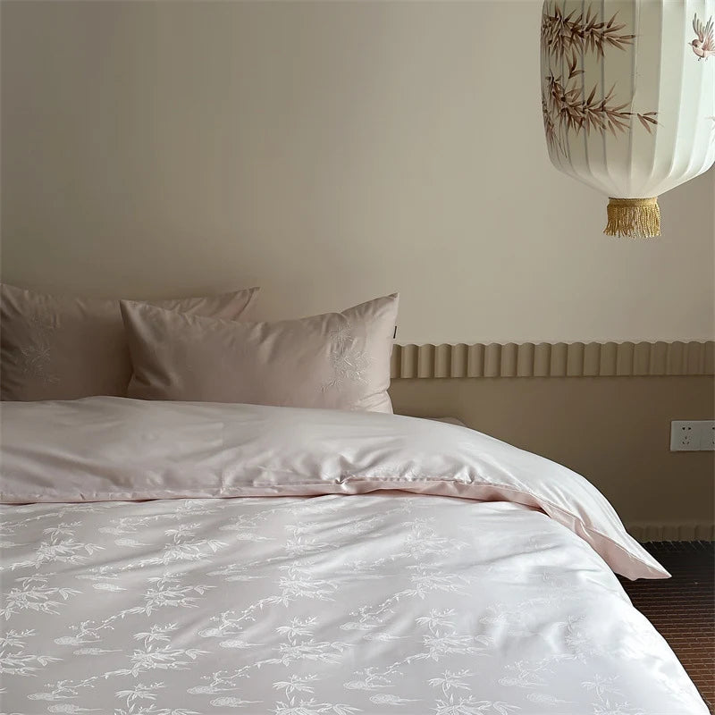 Bedding Set Cotton Satin Jacquard Floral 4-Piece