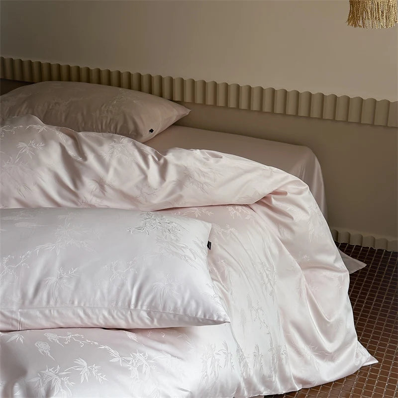 Bedding Set Cotton Satin Jacquard Floral 4-Piece
