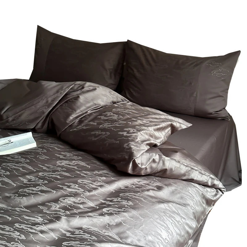 Bedding Set Cotton Satin Jacquard Floral 4-Piece