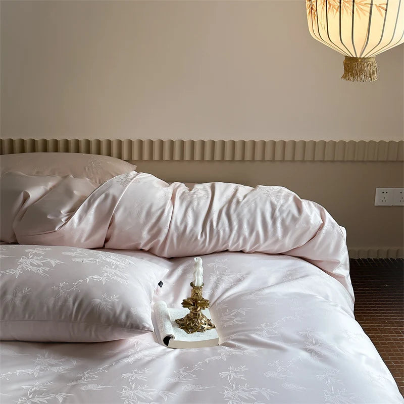 Bedding Set Cotton Satin Jacquard Floral 4-Piece