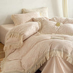 Bedding Set Cotton Satin Jacquard Fringed Trim