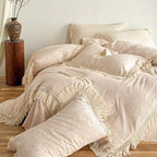 Bedding Set Cotton Satin Jacquard Fringed Trim