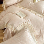 Bedding Set Cotton Satin Jacquard Fringed Trim