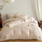Bedding Set Cotton Satin Jacquard Fringed Trim