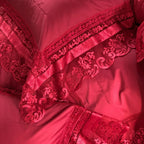 Bedding Set Cotton-Satin Jacquard Ruffled Edges Concealed Zippers