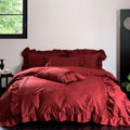 Bedding Set Cotton-Satin Jacquard Ruffled Edges Concealed Zippers