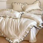 Bedding Set Cotton Satin Jacquard Ruffles 4-Piece