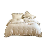 Bedding Set Cotton Satin Jacquard Ruffles 4-Piece