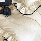 Bedding Set Cotton Satin Jacquard Ruffles 4-Piece