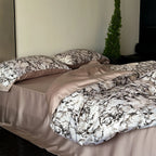 Bedding Set Cotton Satin Microfiber Marble Print Hotel Closure