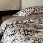 Bedding Set Cotton Satin Microfiber Marble Print Hotel Closure