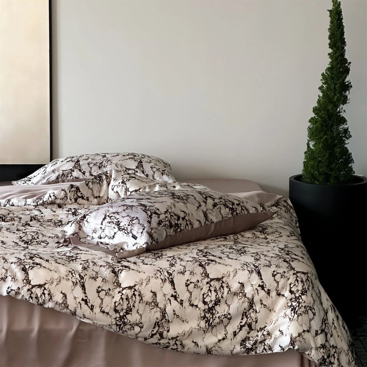 Bedding Set Cotton Satin Microfiber Marble Print Hotel Closure