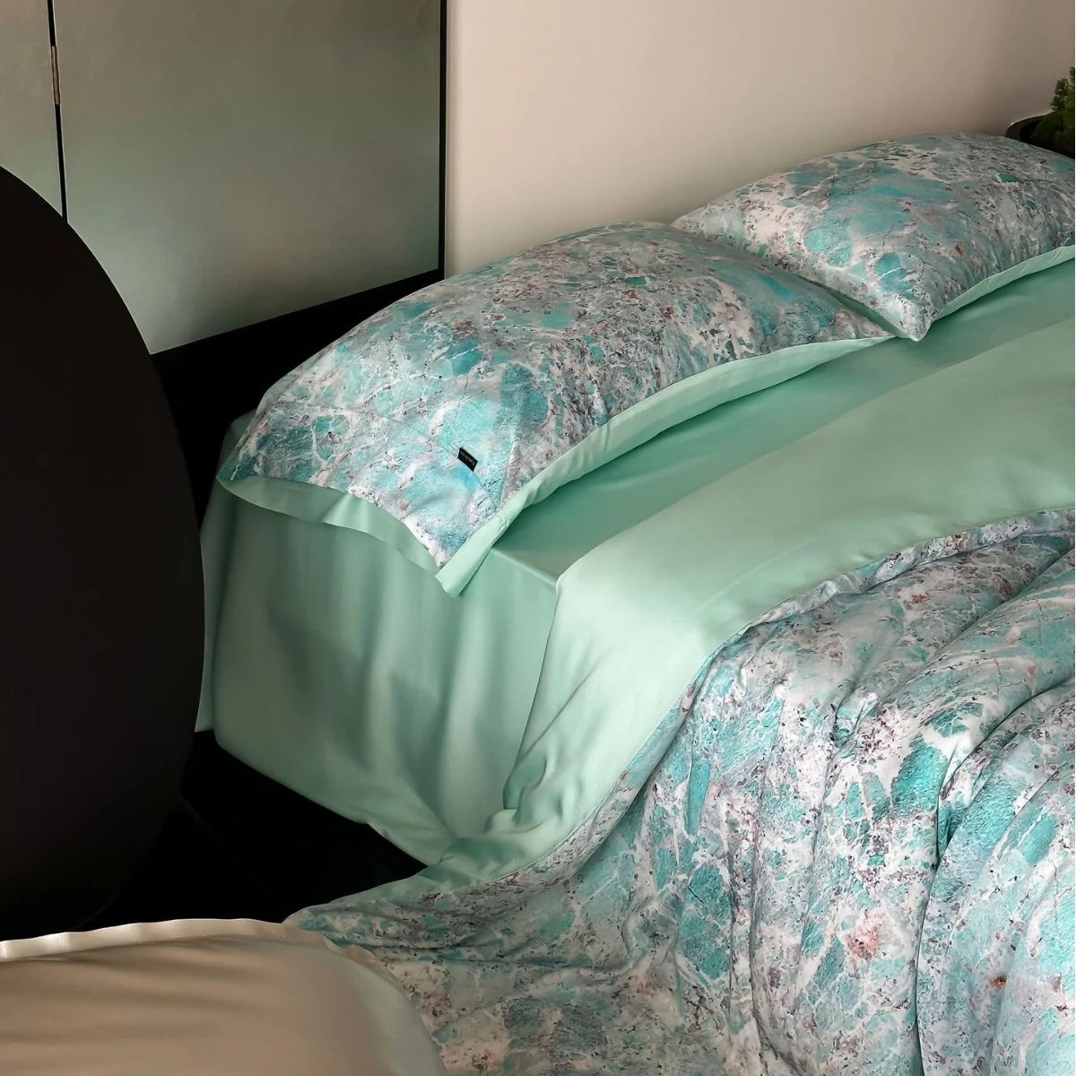 Bedding Set Cotton Satin Microfiber Marble Print Hotel Closure