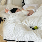Bedding Set Cotton Satin Polka Dot Corner Ties 4-Piece