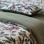 Bedding Set Cotton Satin Reversible Botanical Set of 4