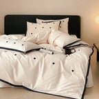 Bedding Set Cotton Satin Reversible Delicate Embroidery & Piping