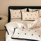 Bedding Set Cotton Satin Reversible Delicate Embroidery & Piping