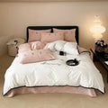 Bedding Set Cotton Satin Reversible Delicate Embroidery & Piping