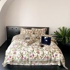 Bedding Set Cotton Satin Reversible Rose Print