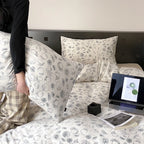 Bedding Set Cotton Satin Reversible Rose Print
