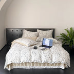 Bedding Set Cotton Satin Reversible Rose Print