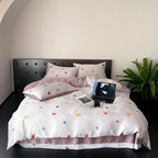 Bedding Set Cotton Satin Reversible Rose Print