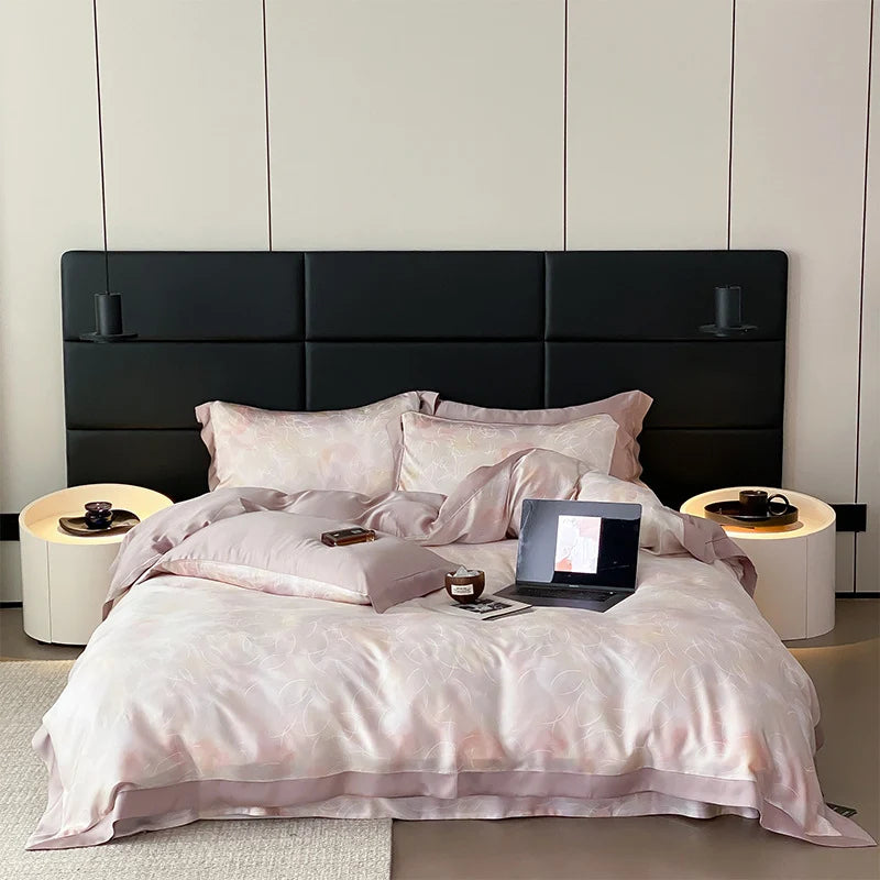 Bedding Set Cotton Satin Reversible Rose Print