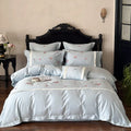 Bedding Set Cotton Satin Rose Embroidery & Pleated Ruffle
